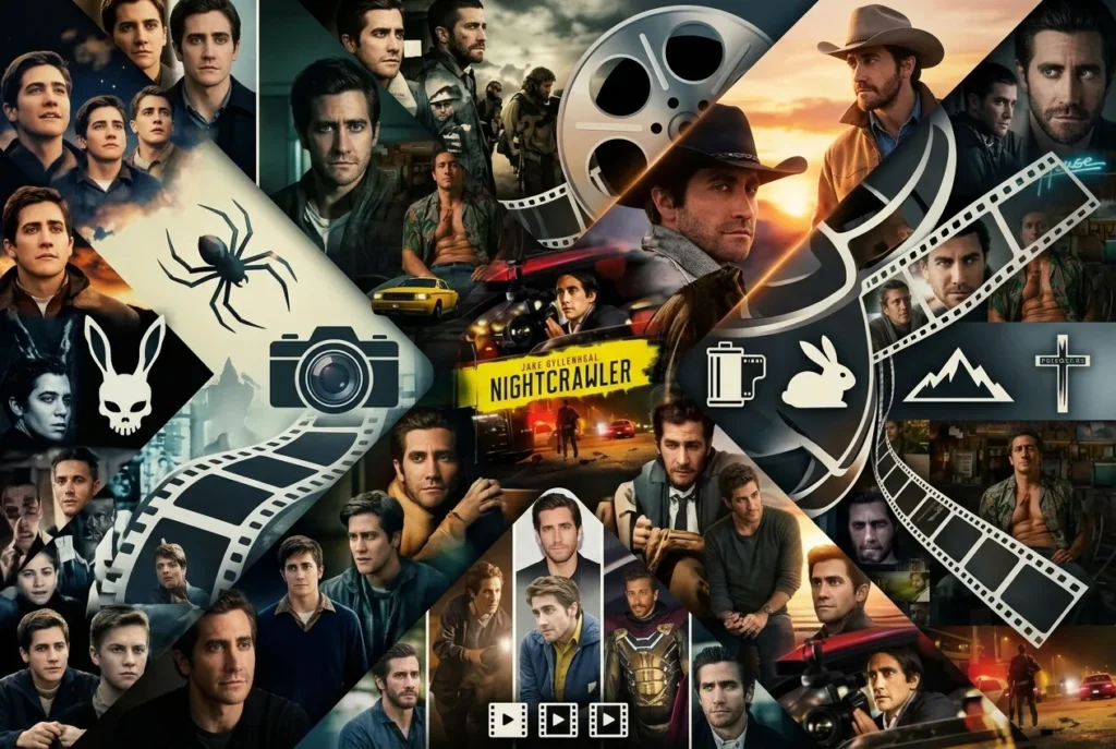 Jake Gyllenhaal movies collage showing his acting career timeline
