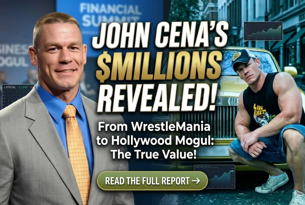 John Cena net worth infographic showing WWE, movie and endorsement income