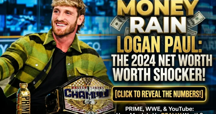 Logan Paul net worth infographic showing Prime, WWE and YouTube income