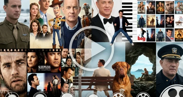 Tom Hanks movie poster collage representing his best known films